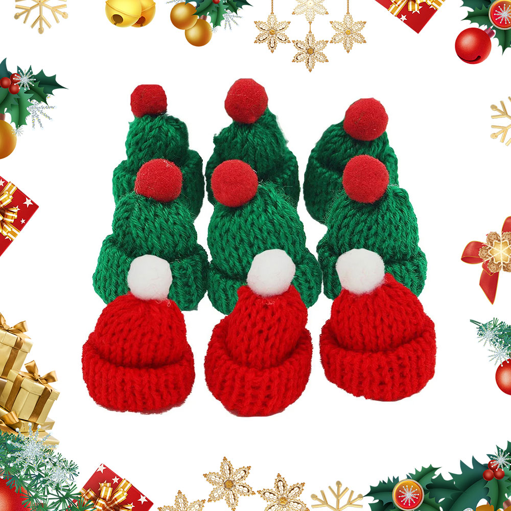 Santa Hat Plush - 10Pcs 3.5x5cm Mini Christmas Knitted Hat