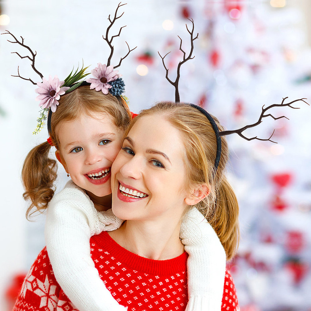 Reindeer Antlers Headband - 16Pcs Christmas Antler Headbands Faux Reindeer