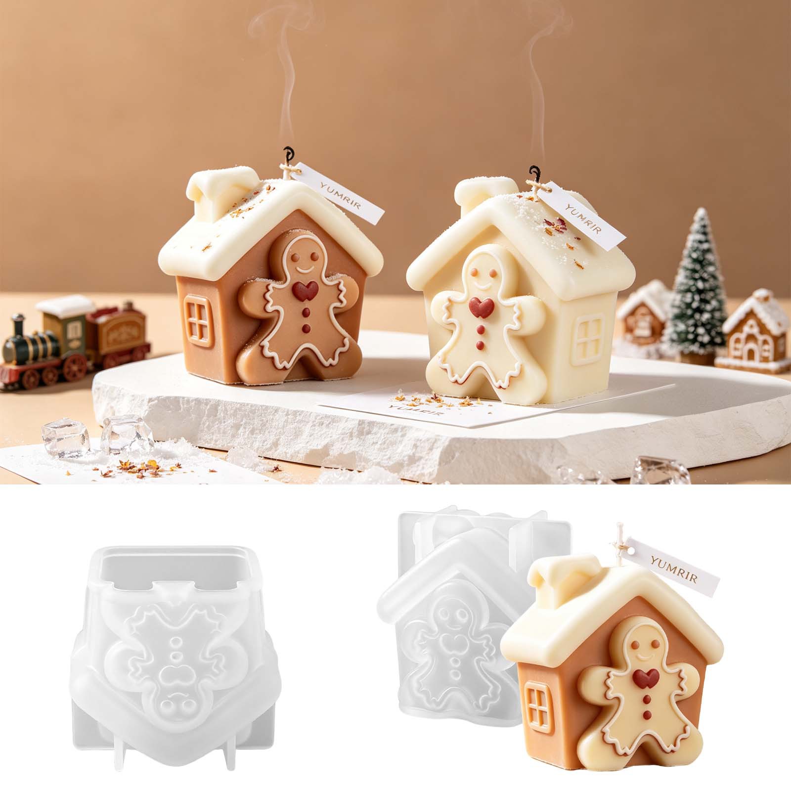 Holiday Candle Set - Christmas Gingerbread House Silicone Mold Easy