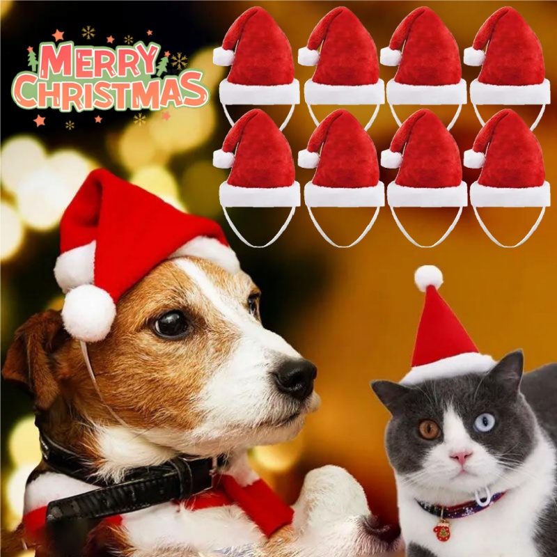 Santa Hat Plush - Christmas Pet Santa Hat Red Plush
