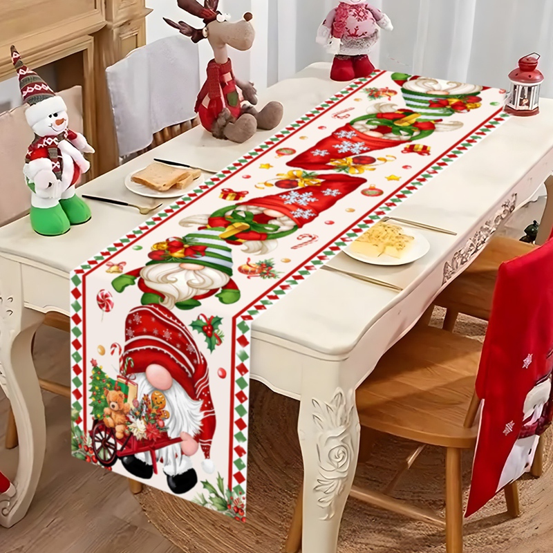 Christmas Table Runner - Christmas Table Runner Faceless Gnome Table