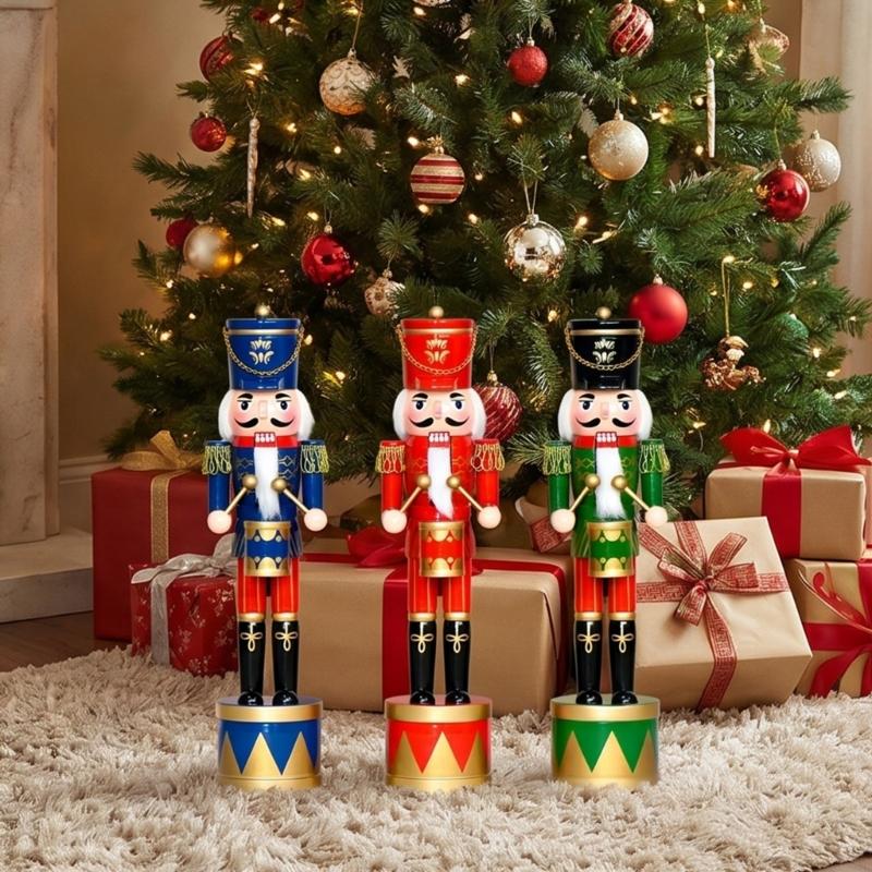 Nutcracker Figurine - 36Cm Wooden Nutcrackers Drum Soldier Figurine