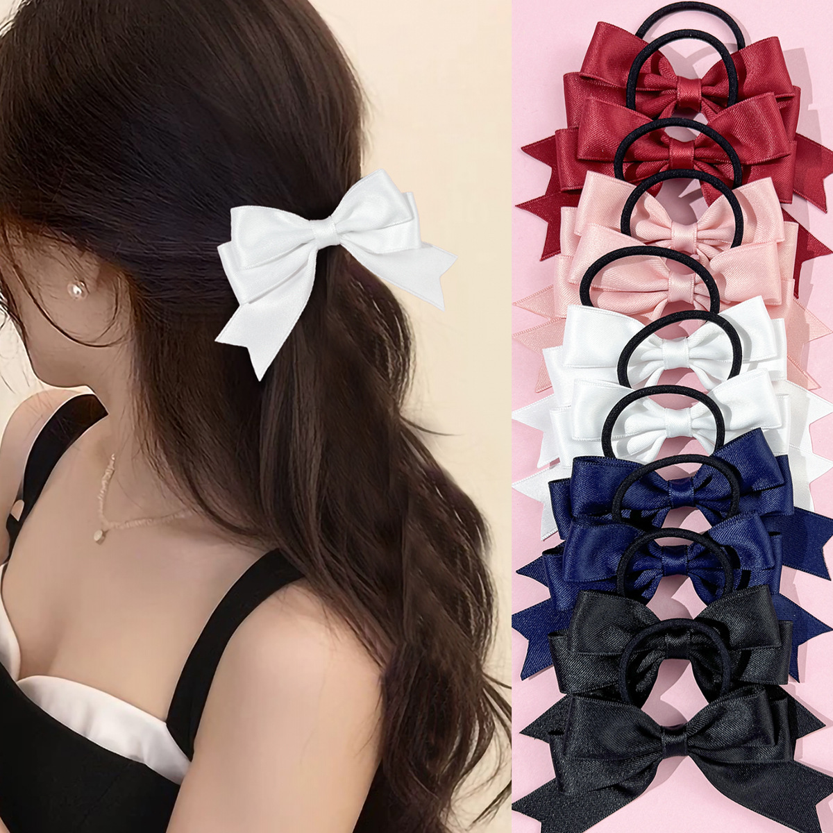 Ribbon Bow Gift - 2 Pieces of Bow Hair Ties,