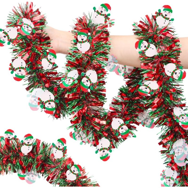 Tinsel Garland Decoration - 2M Red Green Christmas Tinsel Garland
