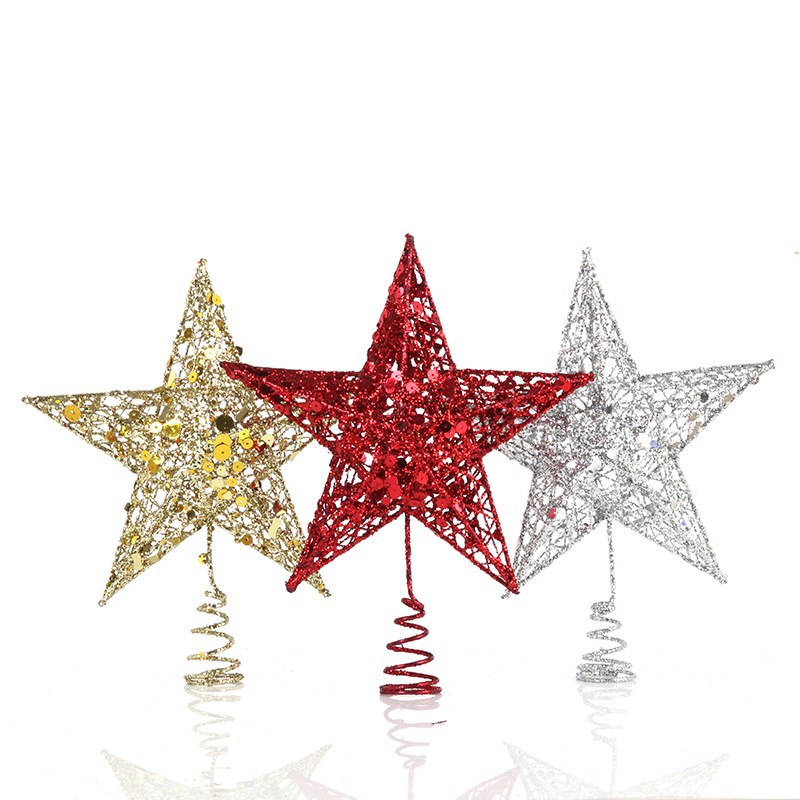 Star Tree Topper - 15/20/25/30cm Hollow Star Gold silvery Christmas