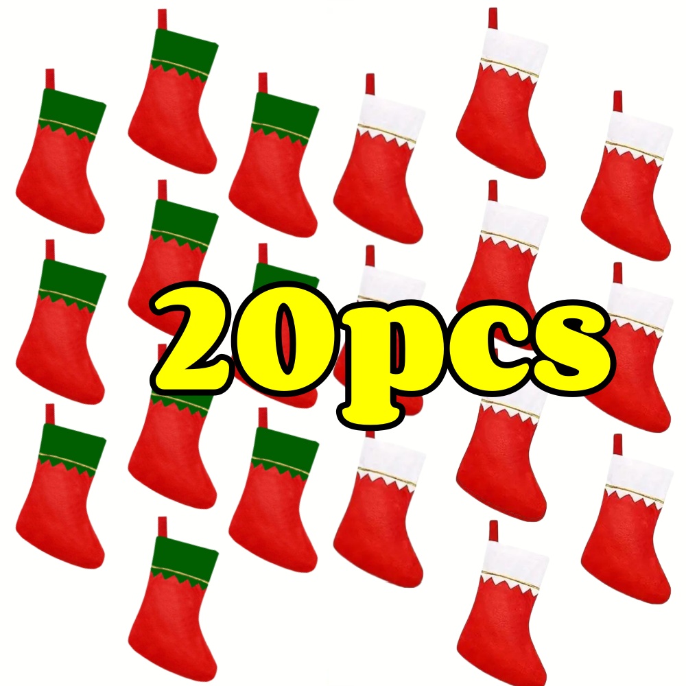 Christmas Stocking Hanging - 12pcs Red Felt Christmas Stockings Festive