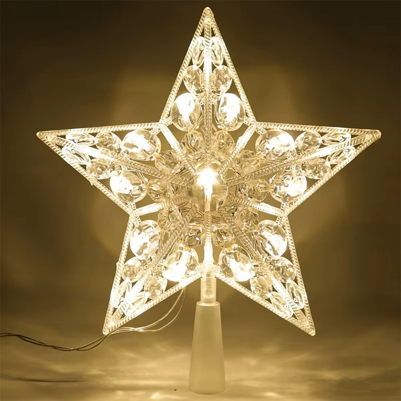 Star Tree Topper - 15cm Christmas Glowing Tree Topper Five-pointed