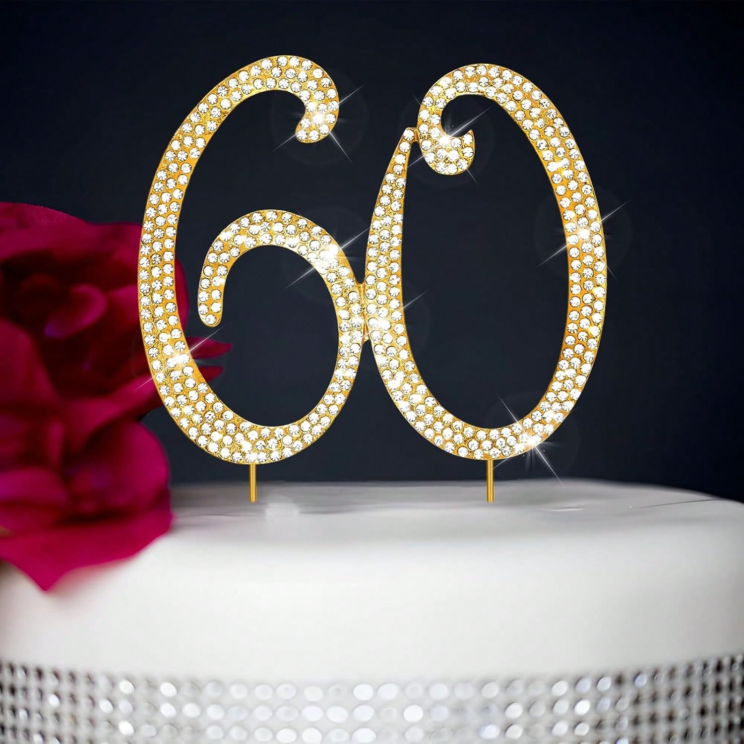 Holiday Candle Set - Large Gold Rhinestone Number Cake Topper