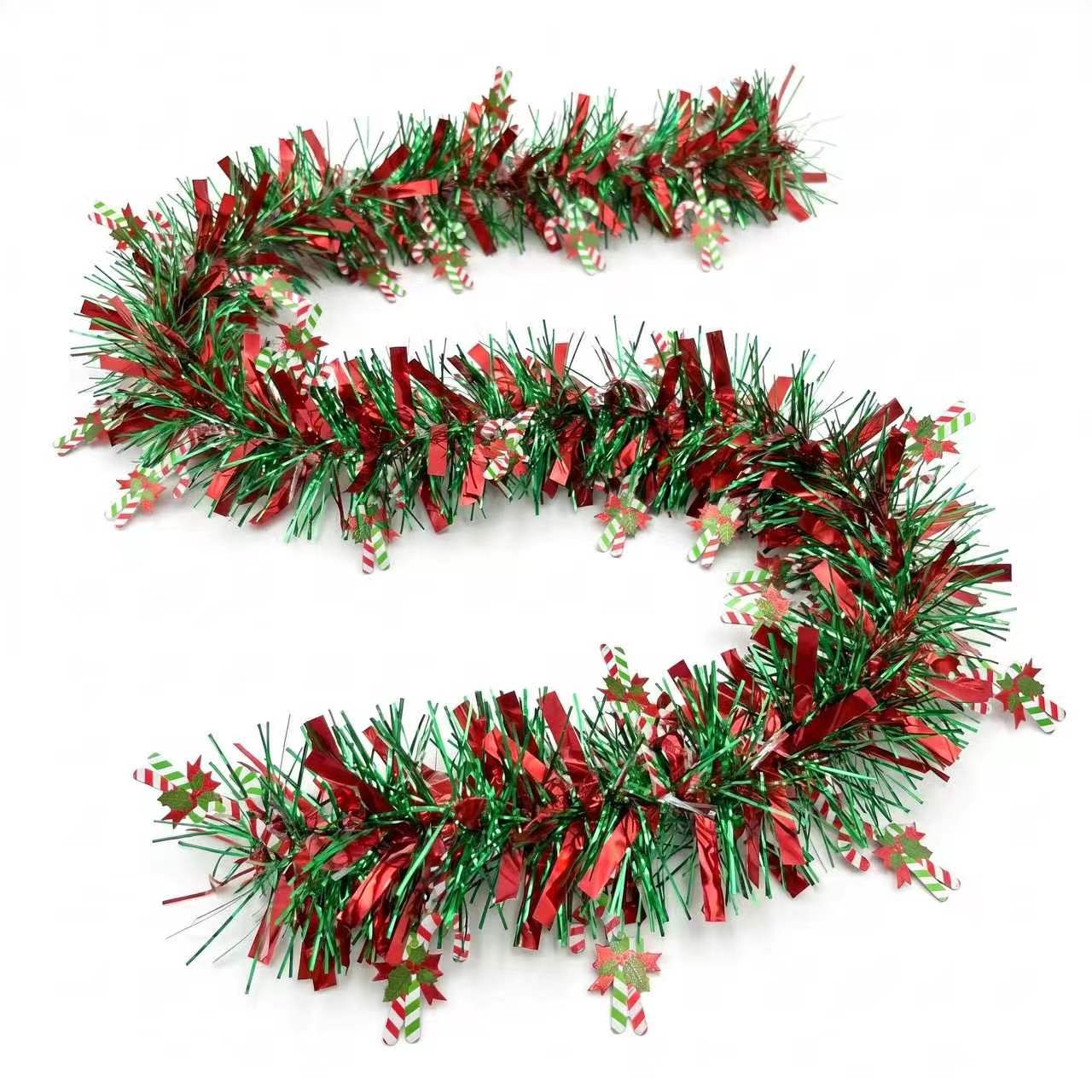 Tinsel Garland Decoration - 2M Christmas Tinsel Garland Iridescent Red
