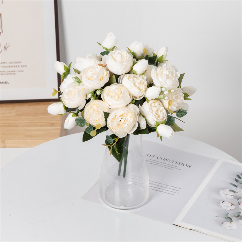 Christmas Wreath Fake - Artificial Flowers Fake Silk White Peonies