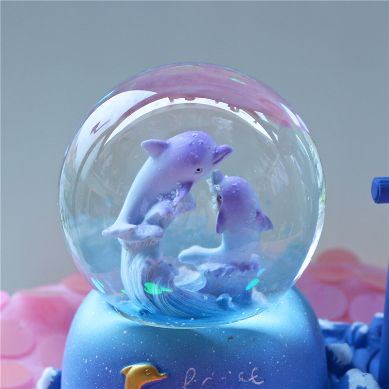 Snow Globe Musical - Dolphin Hourglass Timer Crystal Ball Music