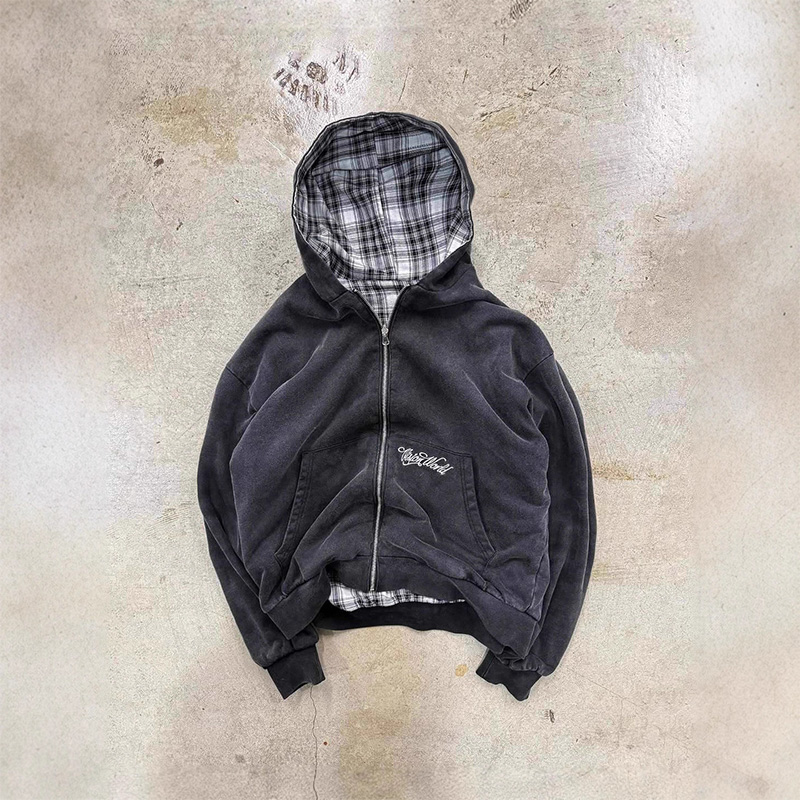 Christmas Throw Blanket - American Retro Reversible Plaid Zipper Hoodie