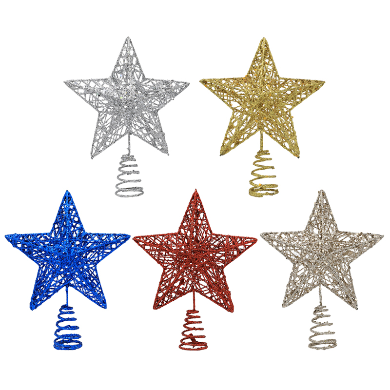 Star Tree Topper - 1pc Gold/Silver/Red/Blue Glitter Christmas Tree Topper