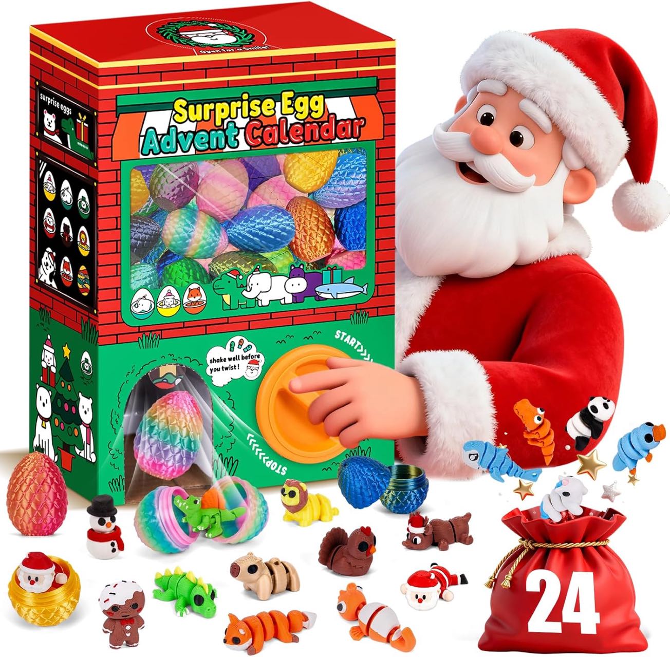 Advent Calendar Gift - 24pcs 3D Printed Surprise Egg Blind