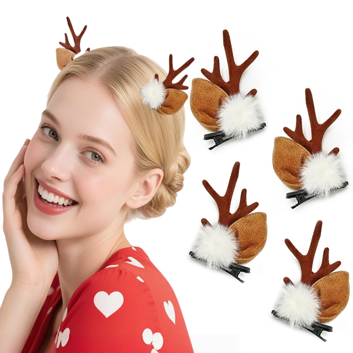 Reindeer Antlers Headband - 1/2Pairs Small Deer Ears Antler Headbands