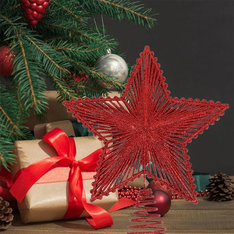 25cm Red Glitter Christmas Tre - Star Tree Topper recension och pris