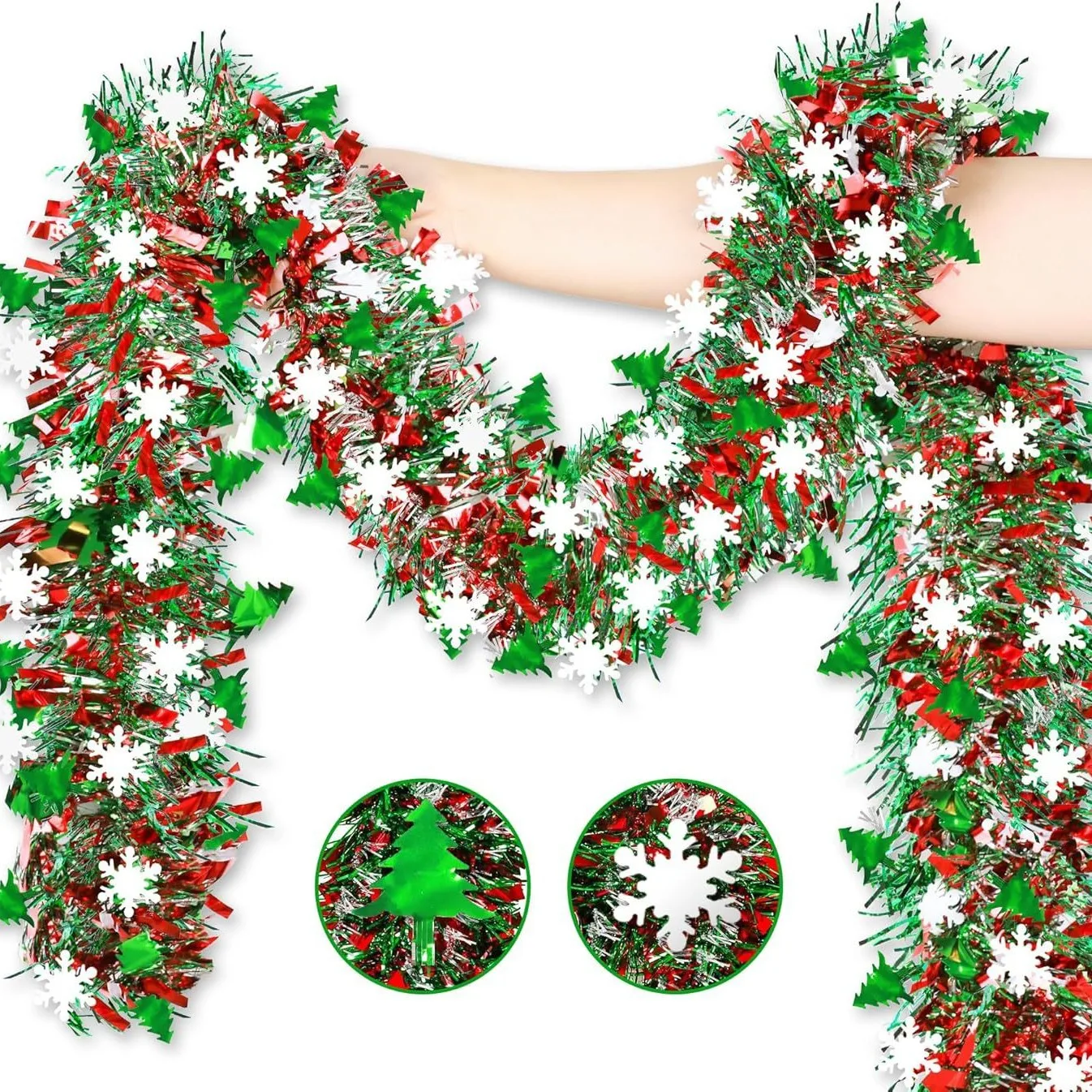 2M Christmas Snowflake Tinsel  - Tinsel Garland Decoration recension och pris