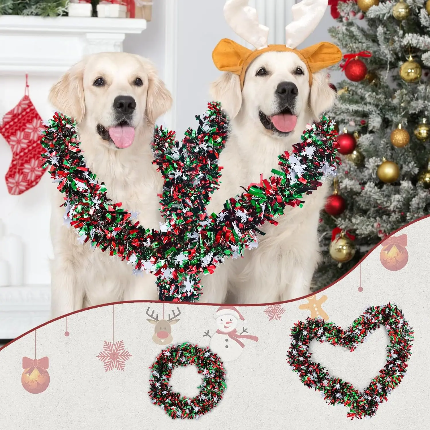 2M Christmas Snowflake Tinsel  - Tinsel Garland Decoration recension och pris
