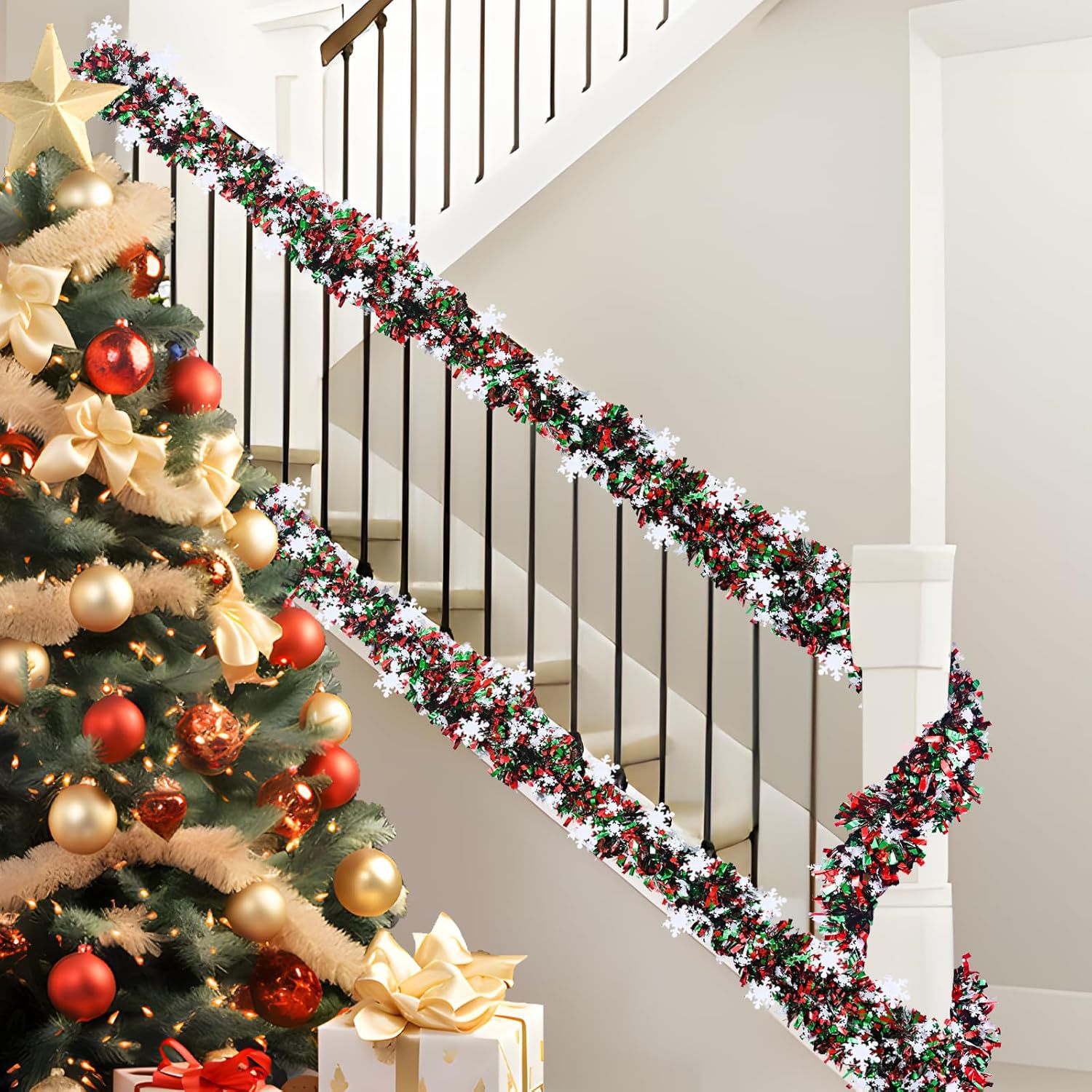 2M Christmas Snowflake Tinsel  - Tinsel Garland Decoration recension och pris