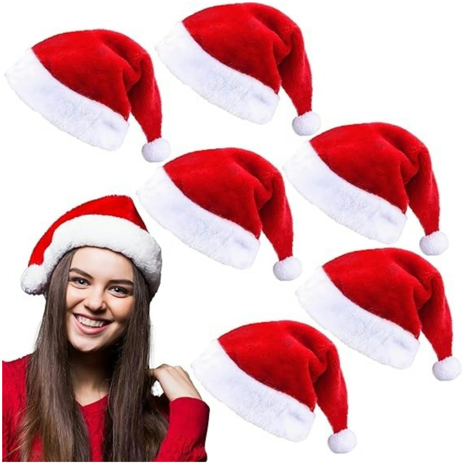 Fluffy Red Santa Hats Set with - Santa Hat Plush recension och pris
