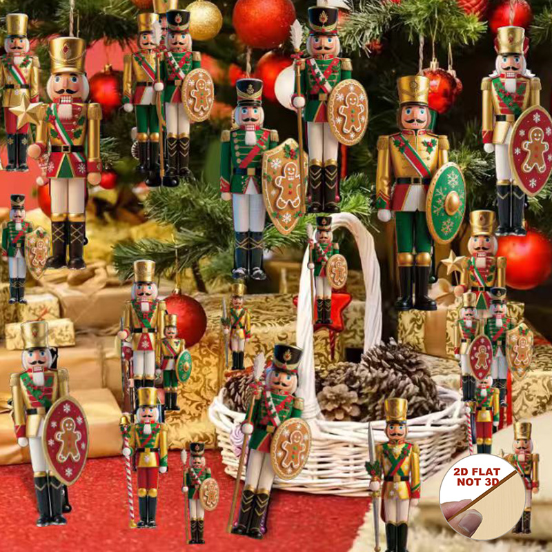 2D Flat 12Pcs Wooden Nutcracke - Nutcracker Figurine recension och pris