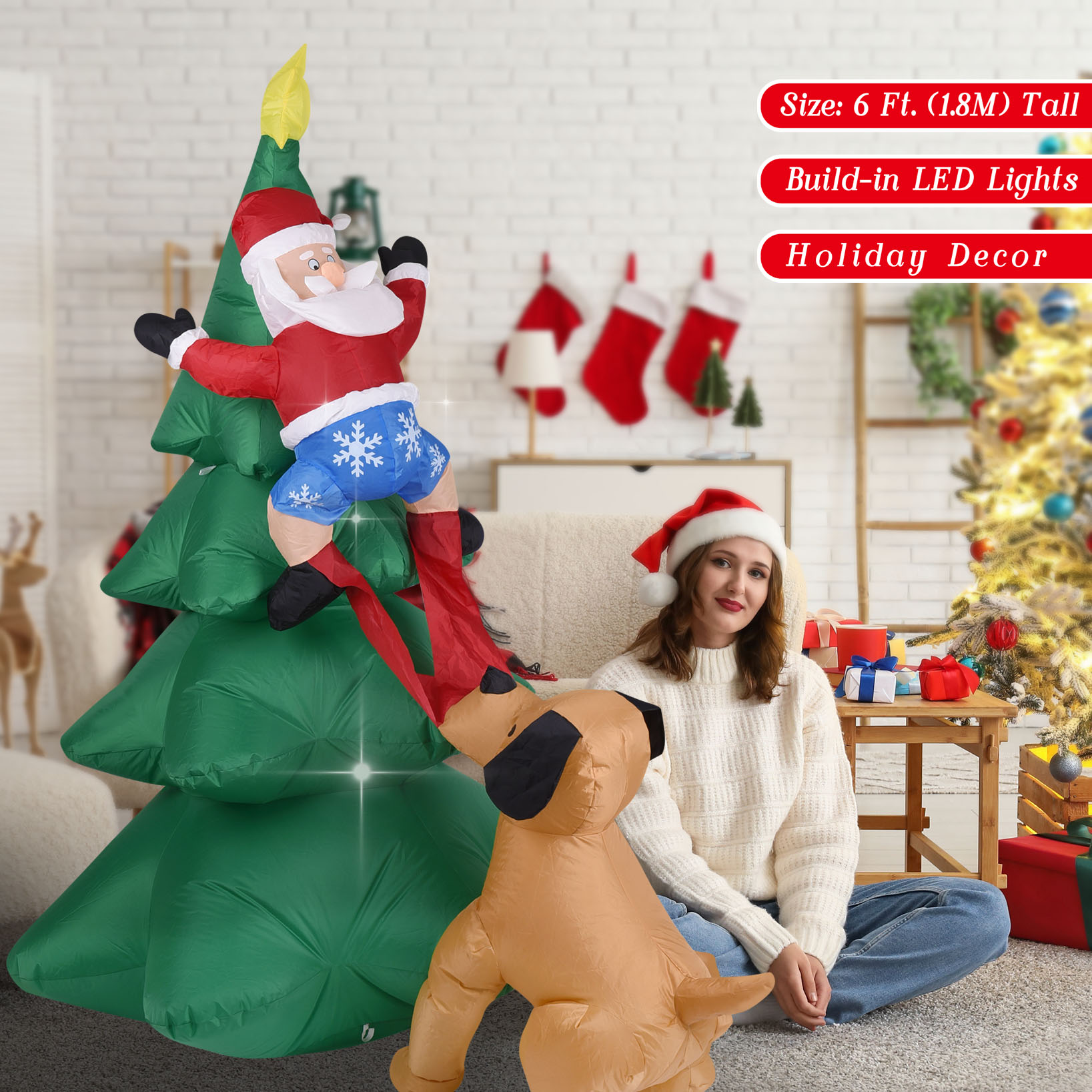 Christmas Inflatable Dog  w/Sa - Christmas Lights Outdoor recension och pris