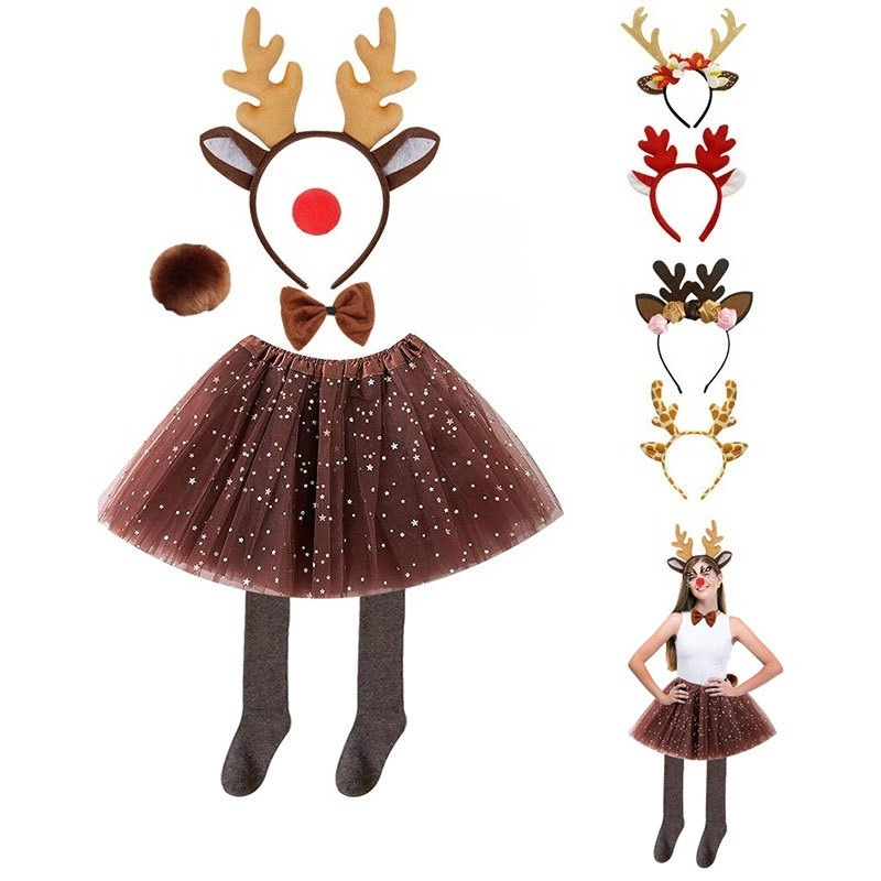 Reindeer Costume Set Tutu Skir - Reindeer Antlers Headband recension och pris