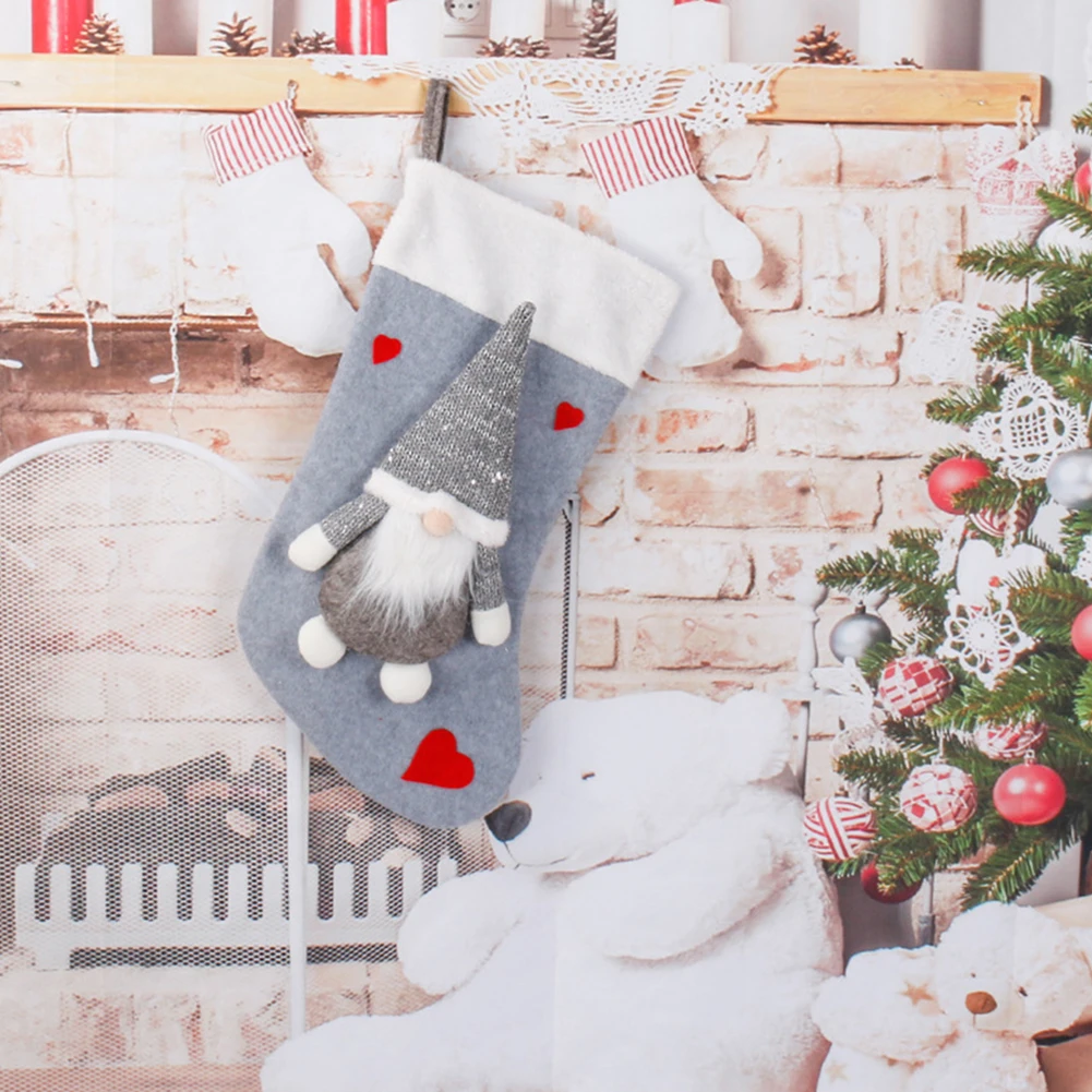 Christmas Plush Santa Claus Fa - Christmas Stocking Hanging recension och pris