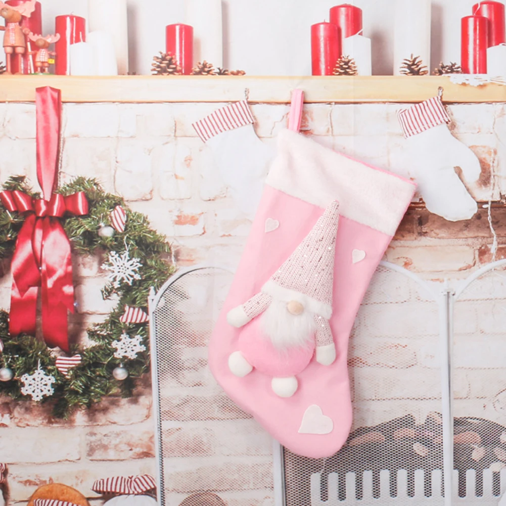 Christmas Plush Santa Claus Fa - Christmas Stocking Hanging recension och pris