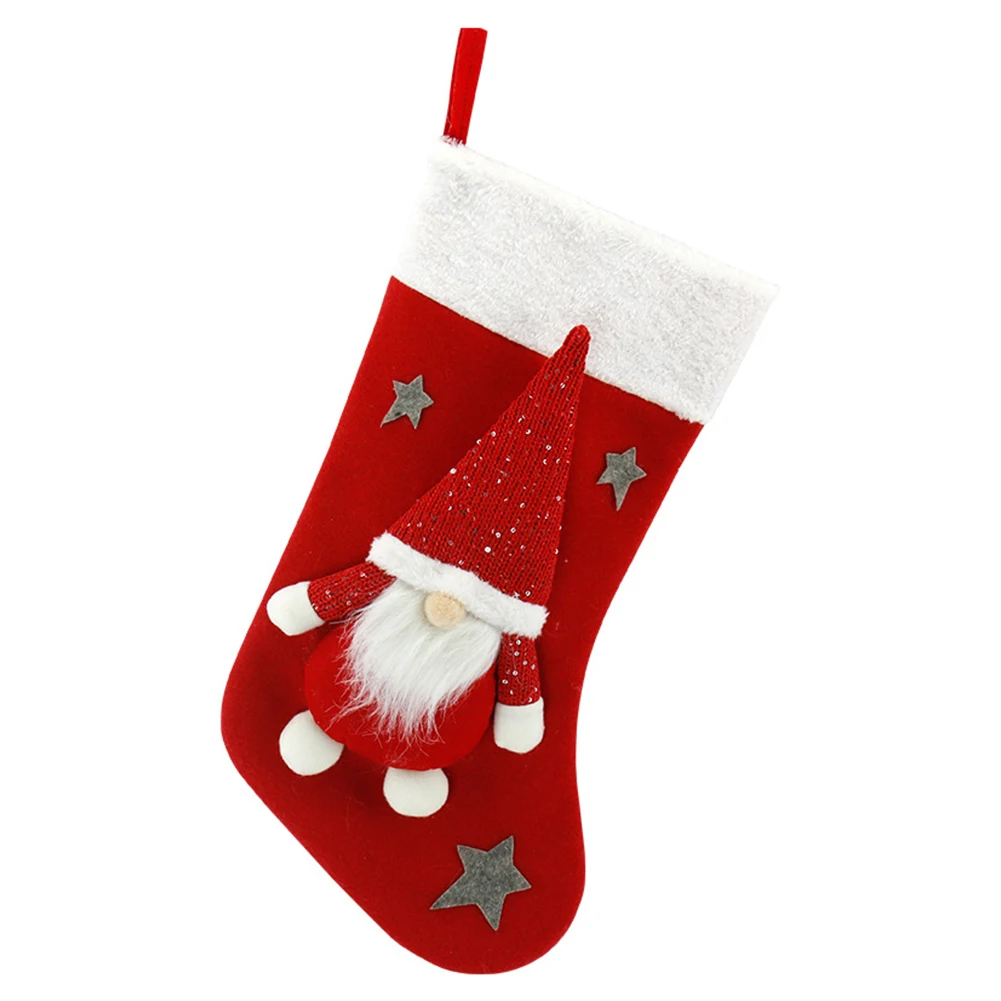 Christmas Plush Santa Claus Fa - Christmas Stocking Hanging recension och pris