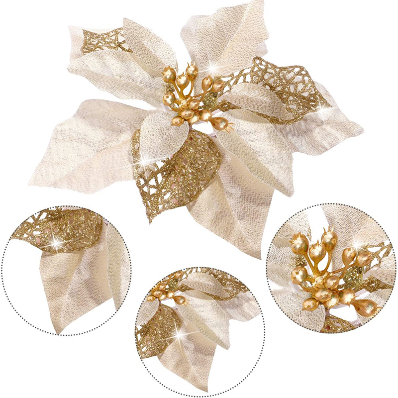 10Pcs Glitter Artificial Flowe - Christmas Wreath Fake recension och pris