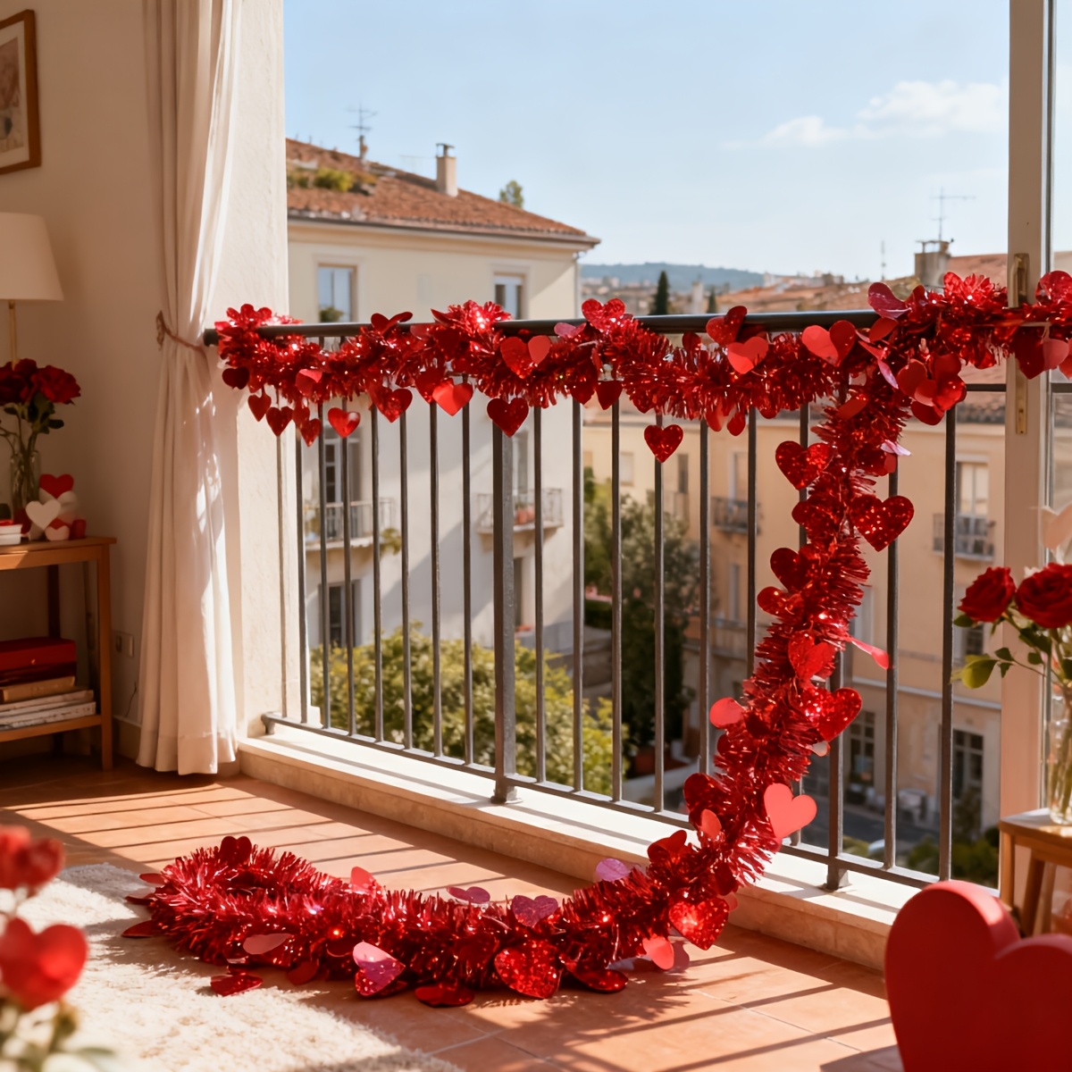 3pcs Red Heart Plastic Tinsel  - Tinsel Garland Decoration recension och pris