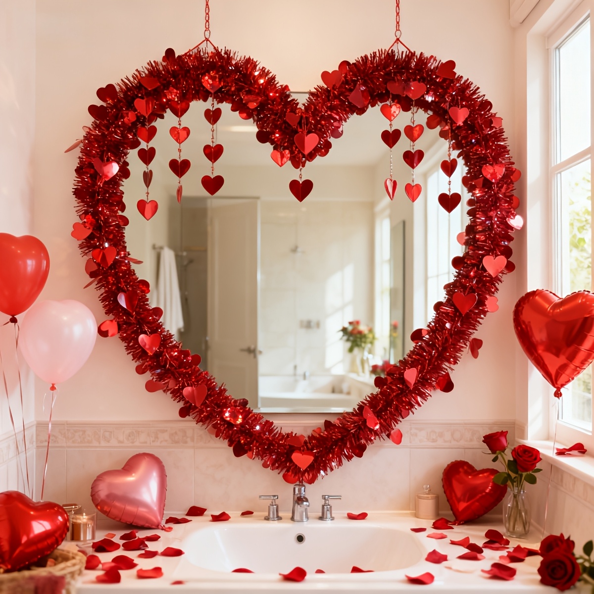 3pcs Red Heart Plastic Tinsel  - Tinsel Garland Decoration recension och pris