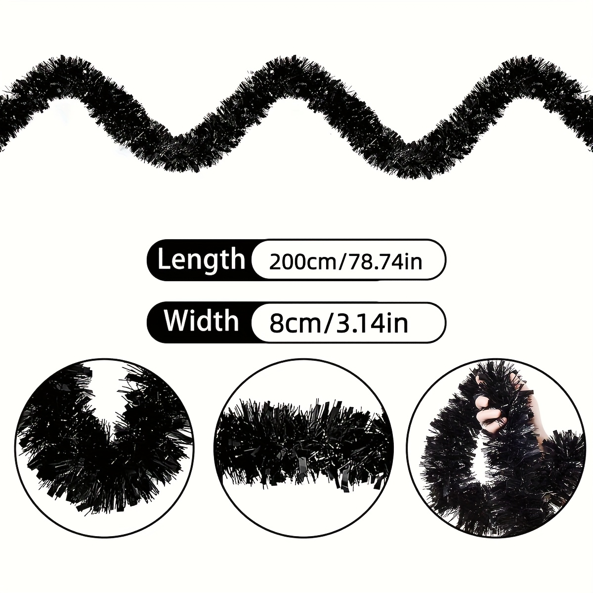 1pcs Black Tinsel Garland in M - Tinsel Garland Decoration recension och pris
