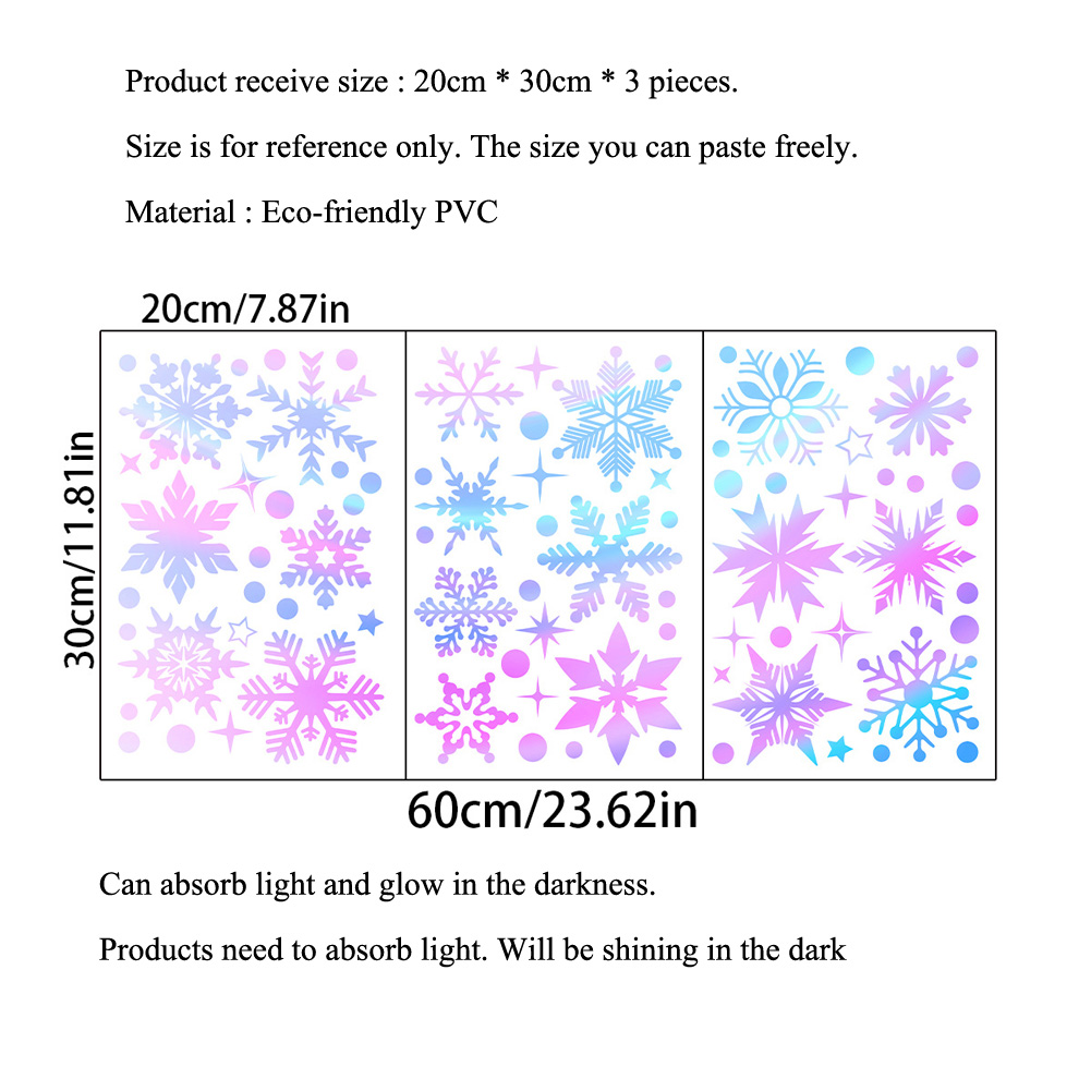 Colorful Luminous Snowflakes W - Snowflake Window Decal recension och pris