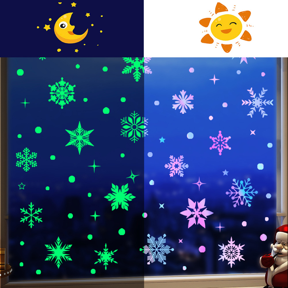 Colorful Luminous Snowflakes W - Snowflake Window Decal recension och pris