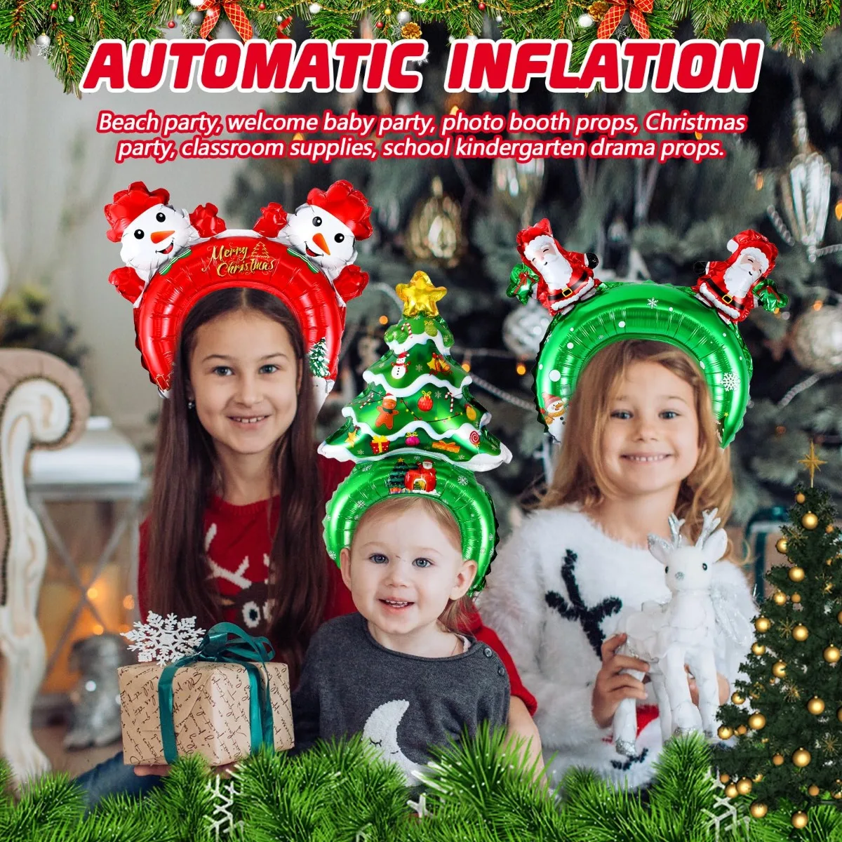 Christmas Inflatable Headbands - Reindeer Antlers Headband recension och pris
