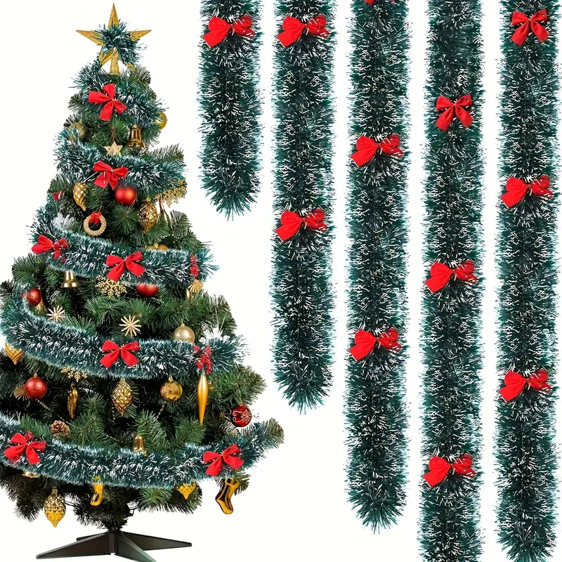 Christmas Bow Tinsel Ribbons G - Tinsel Garland Decoration recension och pris