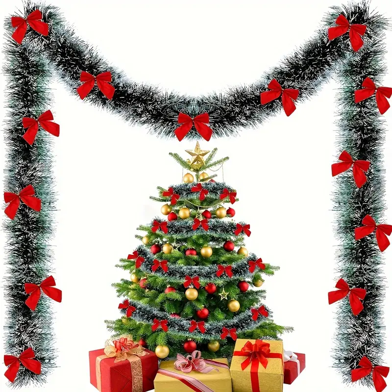 Christmas Bow Tinsel Ribbons G - Tinsel Garland Decoration recension och pris