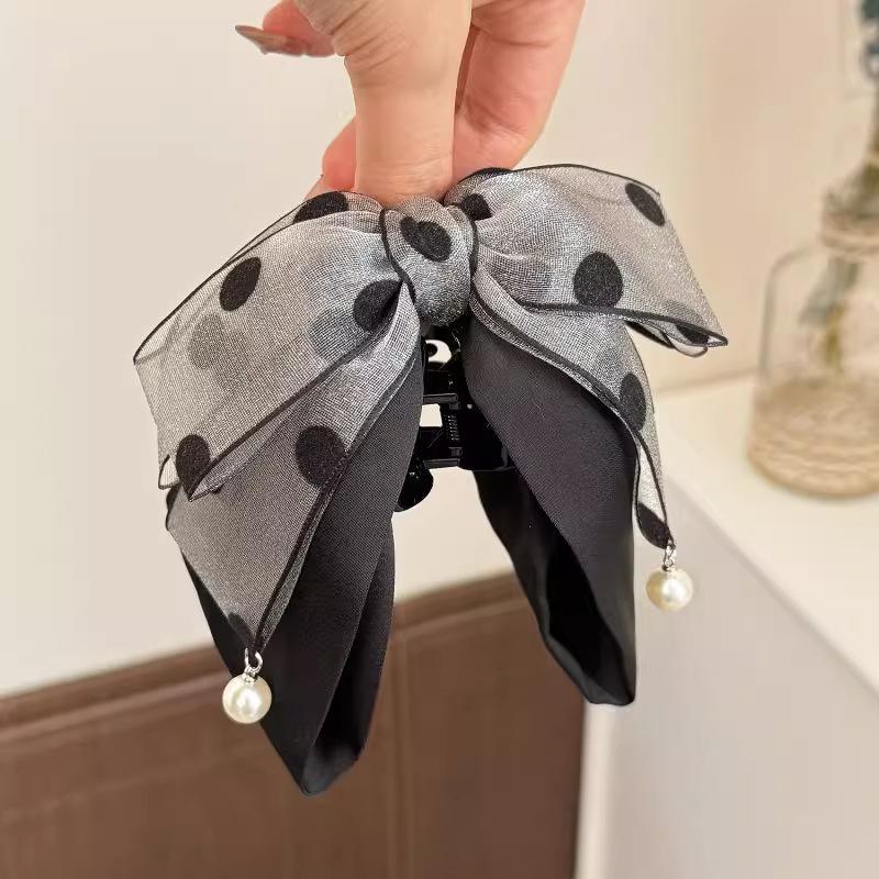 Elegant Gray Polka Dot Bow Hai - Ribbon Bow Gift recension och pris