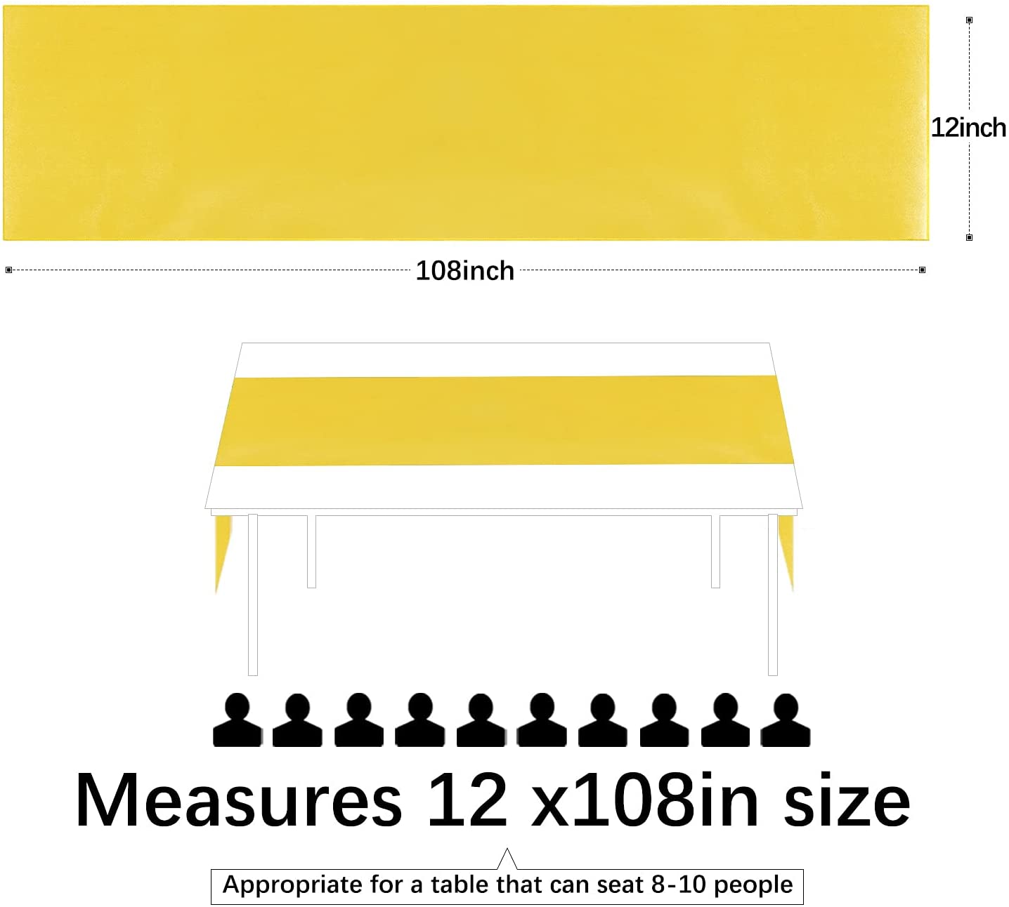 12x108 Inch Satin Wedding Tabl - Christmas Table Runner recension och pris