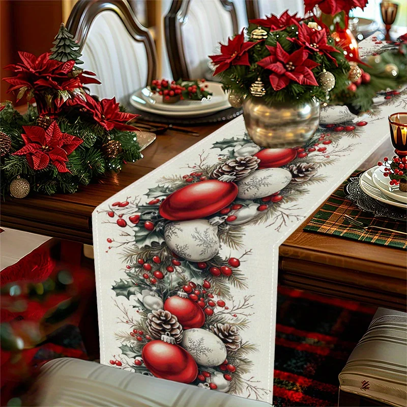 Christmas Balls Pine Cone Red  - Christmas Table Runner recension och pris