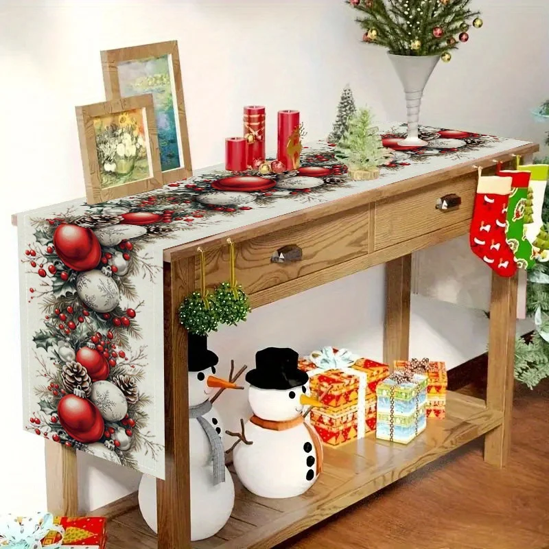 Christmas Balls Pine Cone Red  - Christmas Table Runner recension och pris