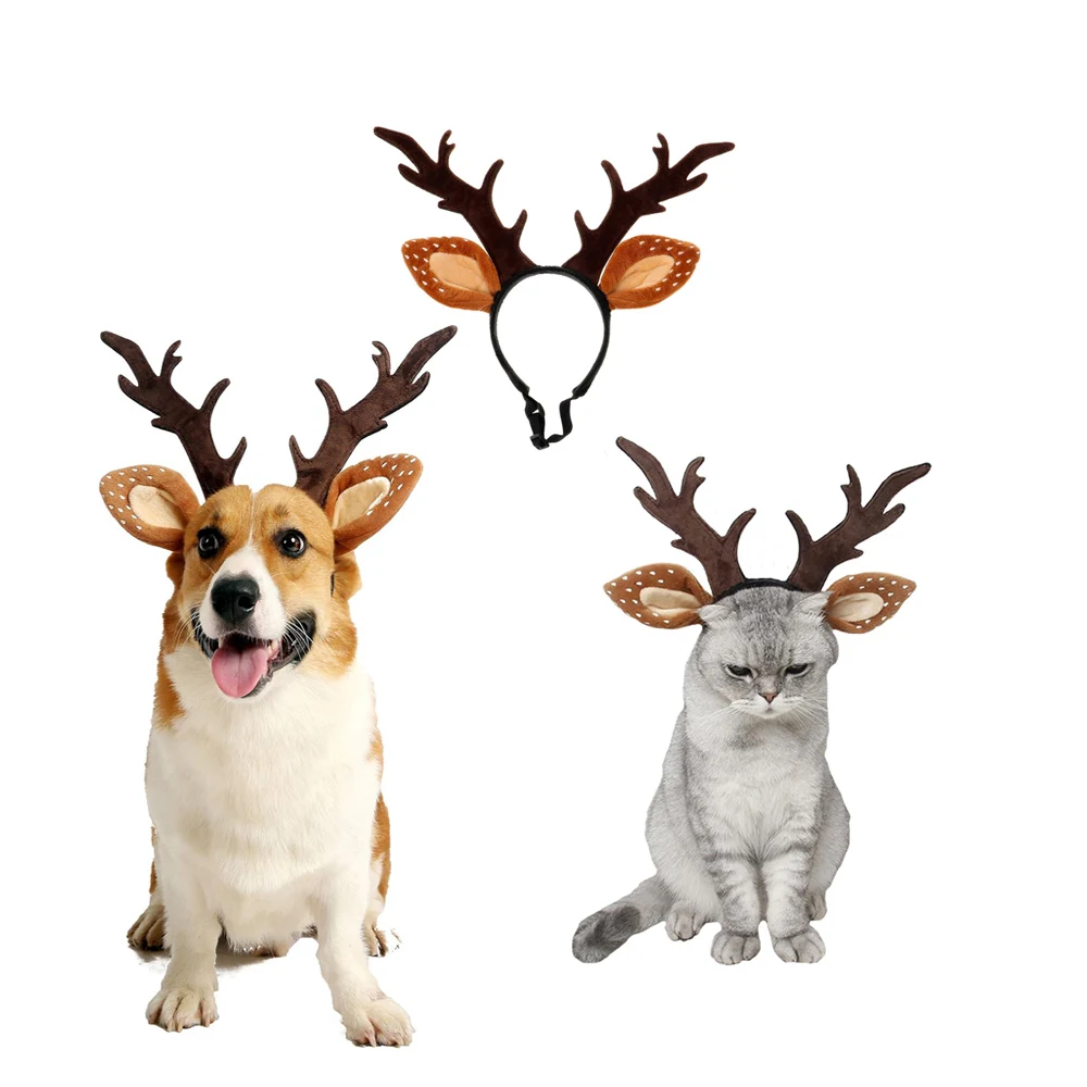 Dogs Headbands Deer Costume Ha - Reindeer Antlers Headband recension och pris