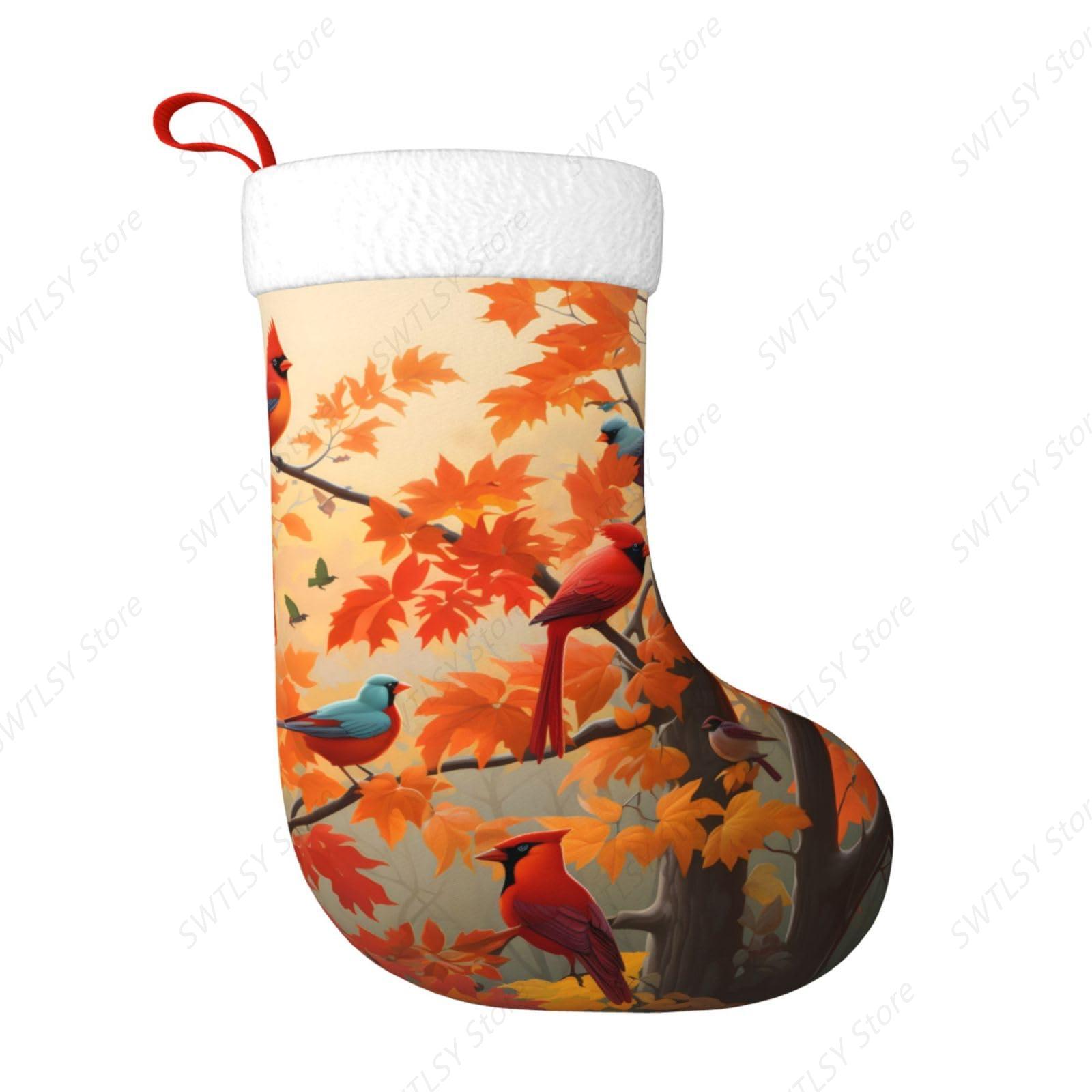 Fall Cardinal Birds and Maple- - Christmas Stocking Hanging recension och pris