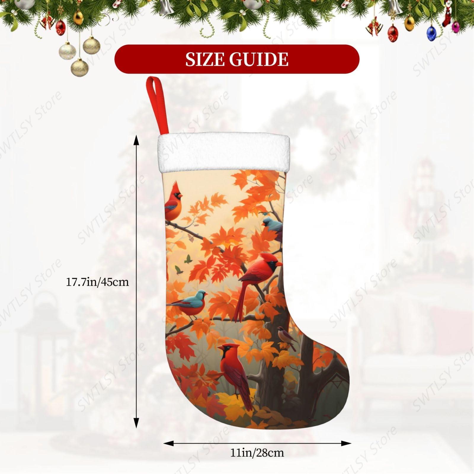 Fall Cardinal Birds and Maple- - Christmas Stocking Hanging recension och pris