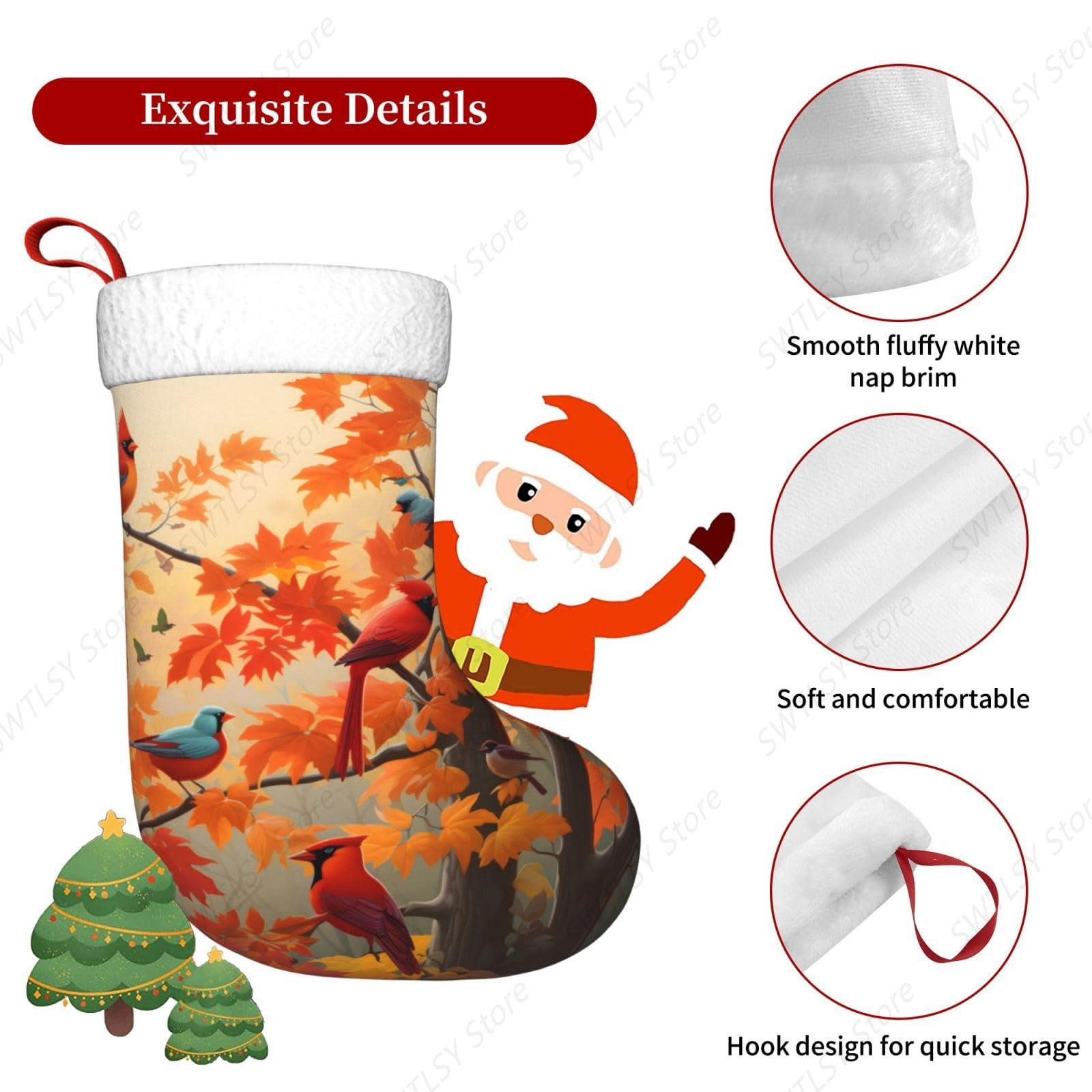 Fall Cardinal Birds and Maple- - Christmas Stocking Hanging recension och pris